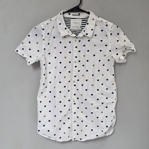 Denim & Flower Kids White Shirt with Green and Gold Accents